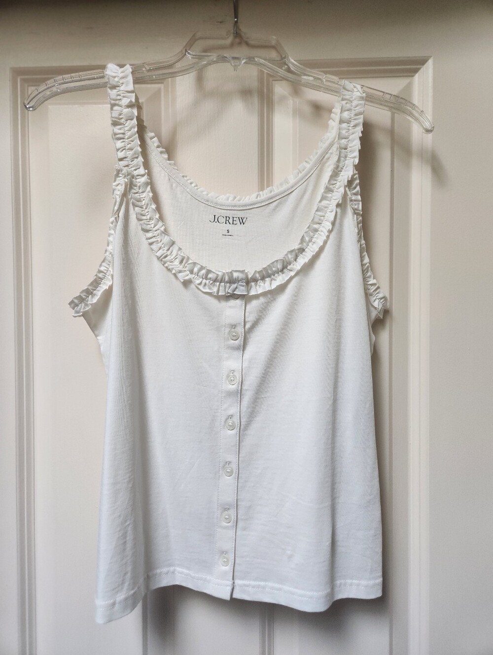 J. Crew Ruffle-Trim Button-Front Tank, NWT - Picture 3 of 8